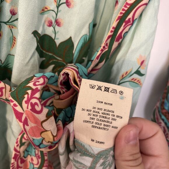 Spell Gypsy Romper L Boho Floral Lotus Kimono Peacock Belted Keyhole Festival - Picture 4 of 10